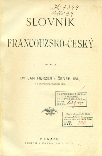 Slovník francouzsko - český I.(A-G) - II.(H-Z) - Herzer Jan, Ibl Čeněk